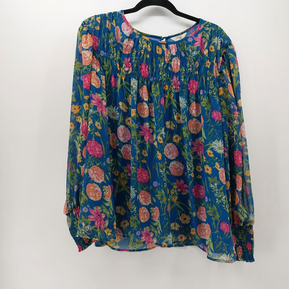 Terra & Sky Womens Floral Blouse 1X Spring Polyester Easter